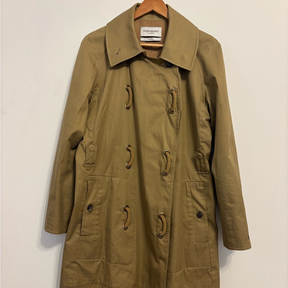 Yves Saint Laurent womens Khaki Trench Coat - Picture 3 of 8